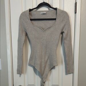 Abercrombie & Fitch Gray Ribbed Bodysuit